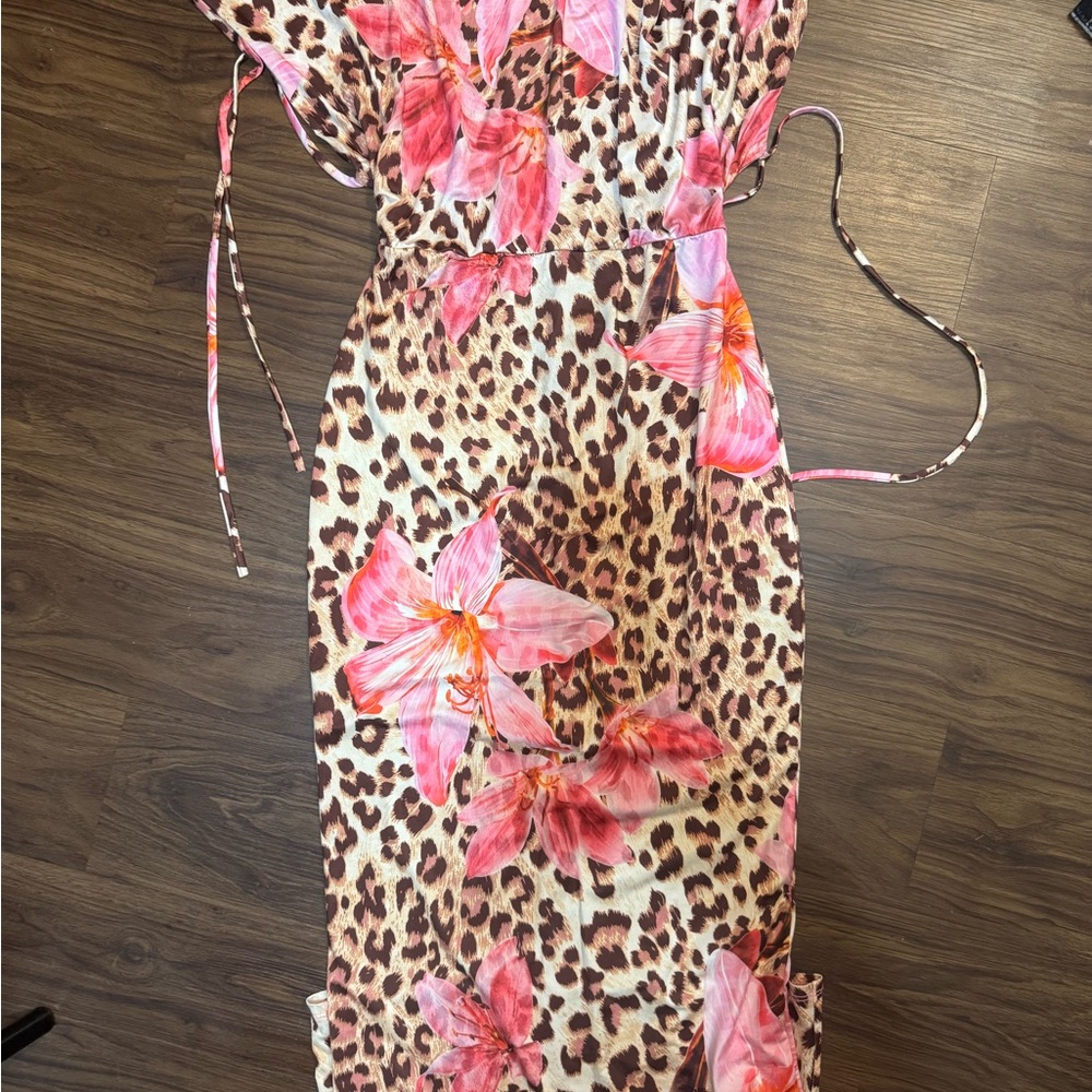 Fashion Nova Pink Floral Leopard Dress